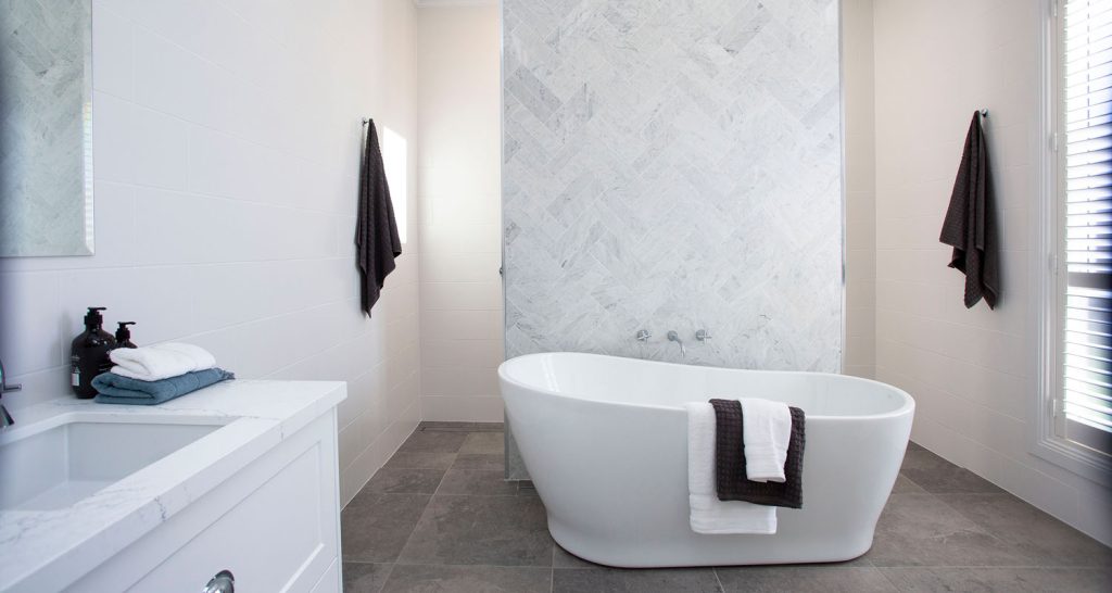 Ensuite with Double Herringbone pattern for Choosing the Right Tile Pattern for your Space