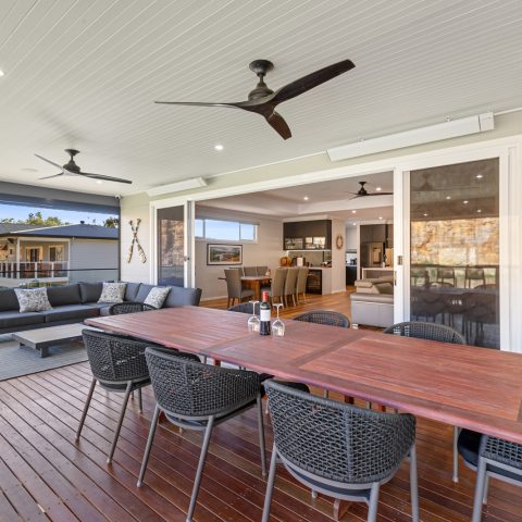 Rear Balcony dining area on pole frame home, Walker Flat, South Australia