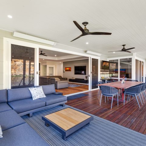 Rear Balcony lounge area on pole frame home, Walker Flat, South Australia