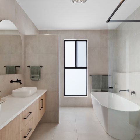 Bathroom in pole frame home