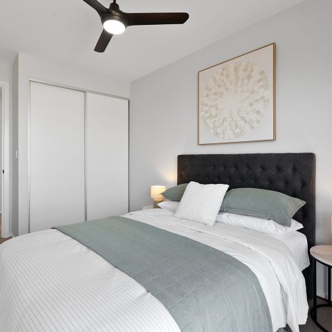 Bedroom in pole frame home,