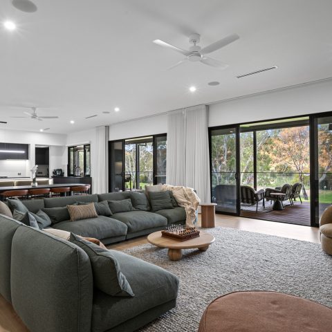 Living Room in pole frame home