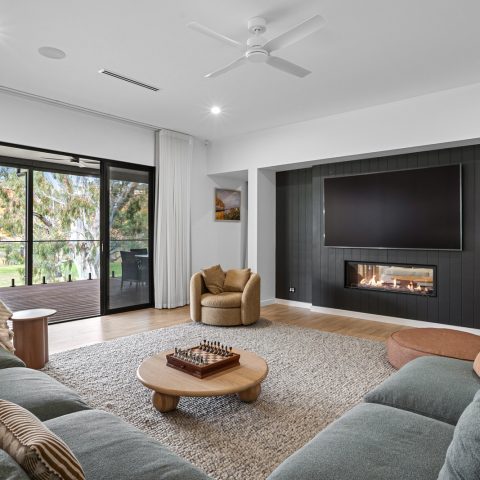 Living Room in pole frame home