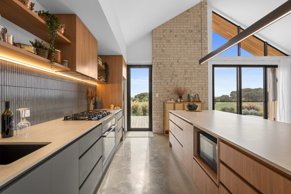 Kitchen in brick home