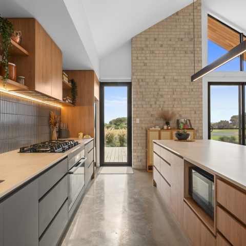 Kitchen in brick home