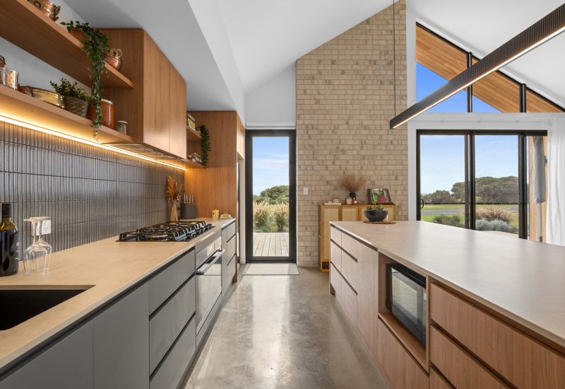 Kitchen in brick home