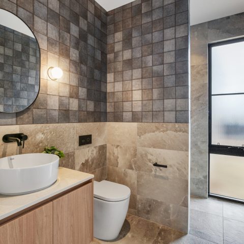 Bathroom in brick home