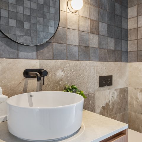 Bathroom in brick home