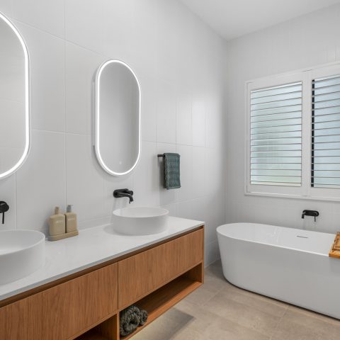 Bathroom in pole frame home