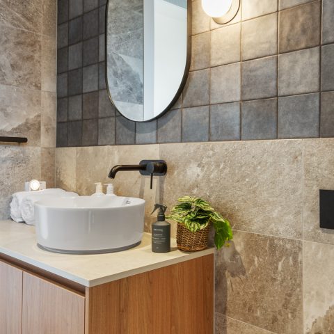 Bathroom in brick home