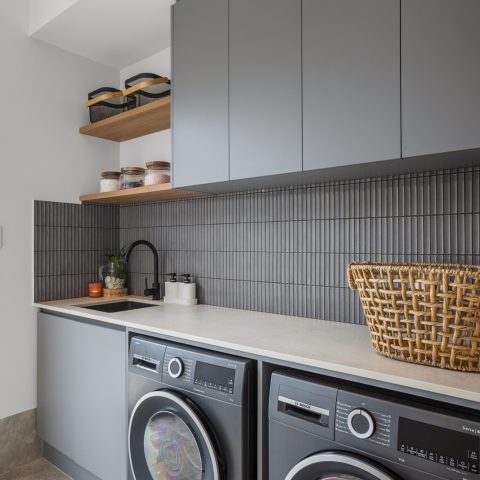 Laundry in brick home