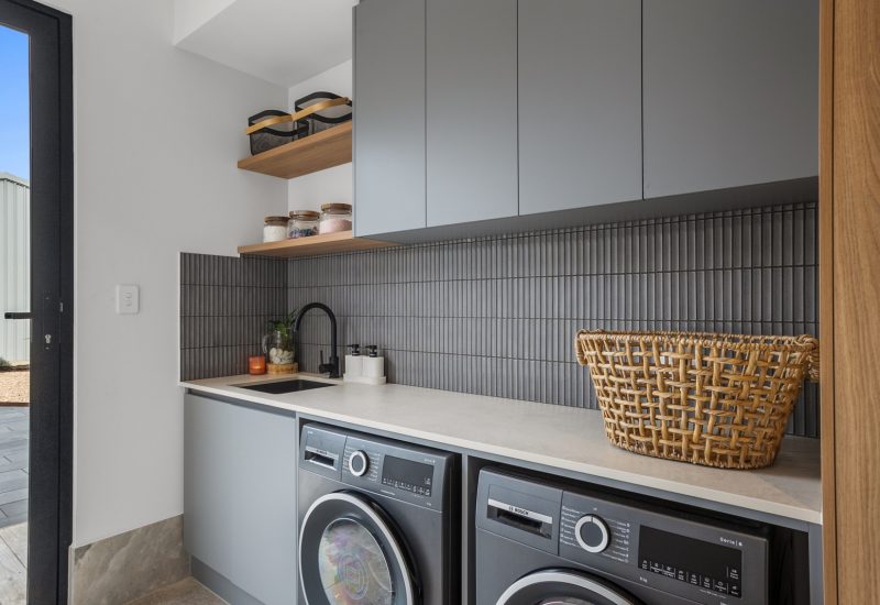 Laundry in brick home